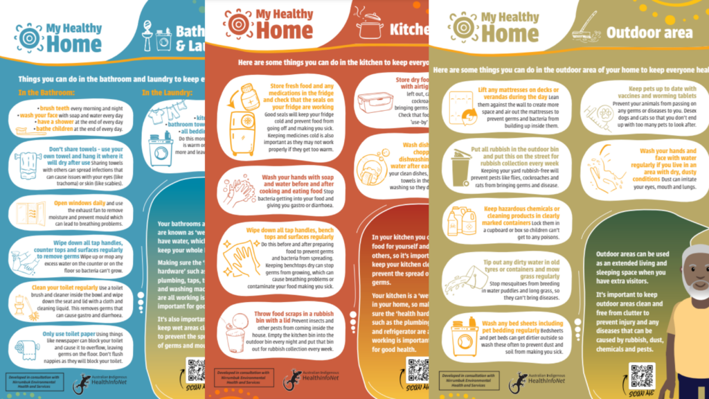 Three Healthy Home Brochures with details to learn and QR code